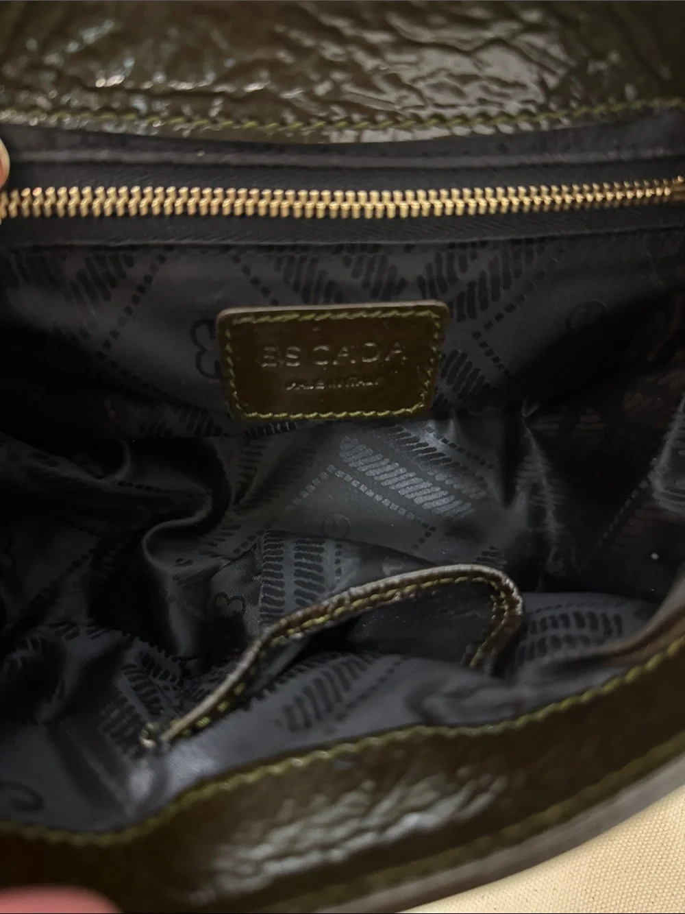 ESCADA patent leather dark green mini shoulder bag